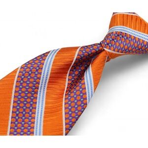 Robert Talbott Best of Class Silk Neck Tie Orange Purple Blue Stripes USA